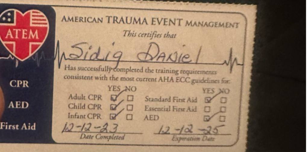 CPR, AED, FIRST AID, American trauma event management